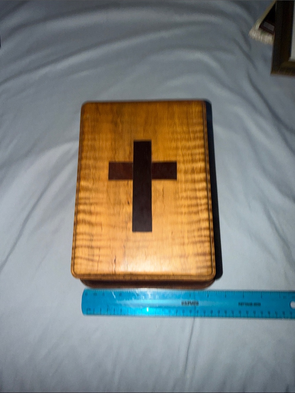 Wooden box with cross for keeping your bible in or various religious items